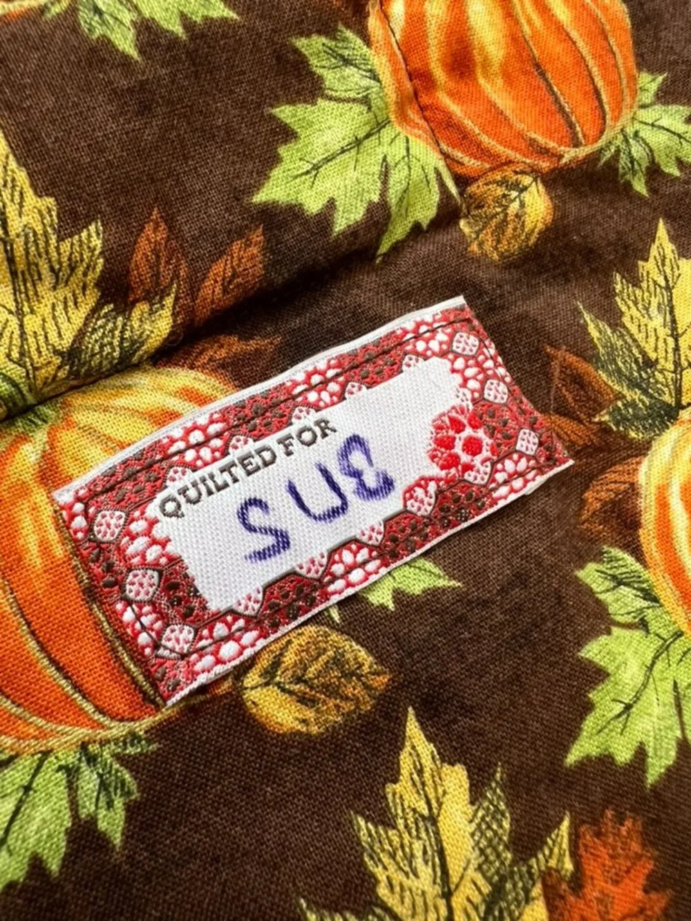 Handmade Fall Patchwork Quilt 64x64 Pumpkin Sunflower Autumn Throw